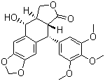 结构式 CAS# 518-28-5, 鬼臼毒素; (5R,5aR,8aR,9R)-5R-5,8,8a,9-四氢-9-羟-5-(3,4,5-三甲氧苯基)呋喃(3',4':6,7)萘并-[2,3-d]-1,3-间二氧杂环烯-6(5aH)-酮