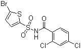 结构式 CAS# 519055-62-0, 他斯索兰; N-(2,4-二氯苯甲酰基)-5-溴噻吩-2-磺酰胺
