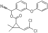 structure of CAS# 52315-07-8, beta-Cypermethrin;cis-Cypermethrin; Cyano-3-phenoxybenzyl 3-(2,2-dichloroethenyl)-2,2-dimethylcyclopropanecarboxylate; Fendona; Flectron; FMC 30980; Folcord; Imperator; KafilSuper; Kefil Super; NRDC 149; Polytrin; PP 383; Ripcord; Cymbush; Cymbush 2E; Cymbush 3E; Cymperator; Cynoff; Cypercare; Cypercopal; Cyperkill; Cypermar