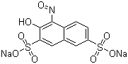 structure of CAS# 525-05-3, 3-Hydroxy-4-nitroso-2,7-naphthalenedisulfonic acid disodium salt;Disodium 1-nitroso-2-naphthol-3,6-disulfonate