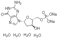 结构式 CAS# 52558-16-4, 脱氧鸟苷单磷酸四水合钠盐