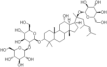 structure of CAS# 52705-93-8, Ginsenoside Rd;2-O-beta-D-Glucopyranosyl-(3beta,12beta)-20-(beta-D-glucopyranosyloxy)-12-hydroxydammara-24-en-3-yl-beta-D-glucopyranoside