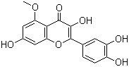 结构式 CAS# 529-51-1, 杜鹃黄素; 2-(3,4-二羟基苯基)-3,7-二羟基-5-甲氧基苯并吡喃-4-酮
