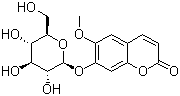 structure of CAS# 531-44-2, Scopoline;6-Methoxy-7-(beta-D-glucopyranosyloxy)coumarin; 6-Methoxycoumarin 7-O-beta-D-glucoside; 7-(beta-D-Glucopyranosyloxy)-6-methoxycoumarin; 7-(beta-D-Glucopyranosyloxy)-6-methoxy-2H-1-benzopyran-2-one