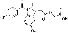 结构式 CAS# 53164-05-9, 阿西美辛; 1-(4-氯苯甲酰基)-5-甲氧基-2-甲基-1H-吲哚-3-乙酸羧甲基酯
