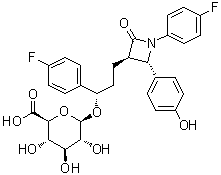 结构式 CAS# 536709-33-8, (1S)-1-(4-氟苯基)-3-[(2S,3R)-1-(4-氟苯基)-2-(4-羟基苯基)-4-氧代-3-氮杂环丁基]丙基 beta-D-吡喃葡糖苷酸; 依泽替米贝羟基葡糖苷酸