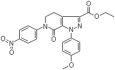 结构式 CAS# 536759-91-8, 4,5,6,7-四氢-1-(4-甲氧基苯基)-6-(4-硝基苯基)-7-氧代-1H-吡唑并[3,4-c]吡啶-3-羧酸乙酯