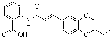 结构式 CAS# 53902-17-3, 2-[[3-(3-甲氧基-4-丙氧基苯基)-1-氧代-2-丙烯-1-基]氨基]苯甲酸