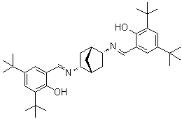 structure of CAS# 539834-19-0, 2,2'-[(1R,2R,4R,5R)-Bicyclo[2.2.1]heptane-2,5-diylbis(nitrilomethylidyne)]bis[4,6-bis(1,1-dimethylethyl)phenol]