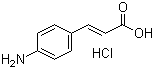 structure of CAS# 54057-95-3, 4-Aminocinnamic acid hydrochloride;3-(4-Aminophenyl)acrylic acid hydrochloride; 3-(4-Aminophenyl)-2-propenoic acid hydrochloride; p-Aminocinnamic acid hydrochloride
