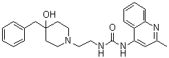 structure of CAS# 540769-28-6, Palosuran;N-[2-[4-Hydroxy-4-(phenylmethyl)-1-piperidinyl]ethyl]-N'-(2-methyl-4-quinolinyl)urea; 1-[2-(4-Benzyl-4-hydroxypiperidin-1-yl)ethyl]-3-(2-methylquinolin-4-yl)urea; ACT 058362