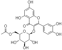 结构式 CAS# 54542-51-7, 槲皮素 3-O-(6'-O-乙酰基)-beta-D-吡喃葡萄糖苷