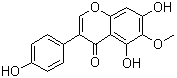 结构式 CAS# 548-77-6, 鸢尾黄素; 5,7-二羟基-3-(4-羟基苯基)-6-甲氧基-4H-1-苯并吡喃-4-酮
