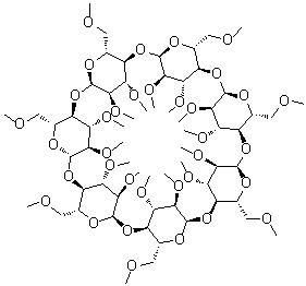 structure of CAS# 55216-11-0, Trimethyl-beta-cyclodextrin;Heptakis(2,3,6-tri-O-methyl)-beta-cyclodextrin; Heptakis(2,3,6-trimethyl)-beta-cyclodextrin; Hydrodex beta-PM; Me21-beta-CD; Per-O-methyl-beta-cyclodextrin