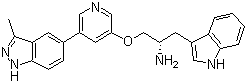 structure of CAS# 552325-16-3, (alphaS)-alpha-[[[5-(3-Methyl-1H-indazol-5-yl)-3-pyridinyl]oxy]methyl]-(S)-1H-indole-3-ethanamine