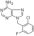 结构式 CAS# 55779-18-5, 尔扑利诺; 氟嘌呤; 9-[(2-氯-6-氟苯基)甲基]-9H-嘌呤-6-胺