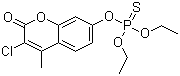 结构式 CAS# 56-72-4, 蝇毒磷; 蝇毒硫磷; 香豆磷; 库马磷; O,O-二乙基-O-(3-氯-4-甲基-2-氧代-2H-1-苯并吡喃-7-基)硫代磷酸酯