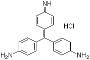 结构式 CAS# 569-61-9, 碱性红 9; 碱性品红; 4-[(4-氨基苯基)(4-亚氨基-2,5-环己二烯-1-亚基)甲基]苯胺单盐酸盐