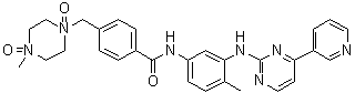 structure of CAS# 571186-93-1, 4-[(4-Methyl-1,4-dioxido-1-piperazinyl)methyl]-N-[4-methyl-3-[[4-(3-pyridinyl)-2-pyrimidinyl]amino]phenyl]benzamide