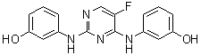 structure of CAS# 575474-82-7, 3,3'-[(5-Fluoro-2,4-pyrimidinediyl)diimino]bis[phenol];R 112; R 112 (pharmaceutical)