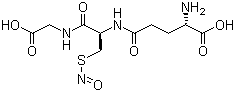 structure of CAS# 57564-91-7, S-Nitrosylglutathione;N-(N-L-gama-glutamyl-S-nitroso-L-cysteinyl)glycine; GSNO; Nitrosoglutathione; RVC 588; RVC 588 (peptide); S-Nitroso-L-glutathione; S-Nitrosoglutathione
