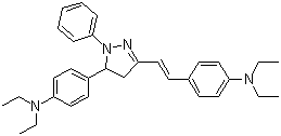 结构式 CAS# 57609-72-0, 5-(4-二乙氨基-苯基)-3-[2-(4-二乙氨基-苯基)-乙烯基]-1-苯基-4,5-二氢-1H-吡唑