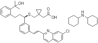 structure of CAS# 577953-88-9, Montelukast dicyclohexylamine salt;2-[1-[[[(1R)-1-[3-[(1E)-2-(7-Chloro-2-quinolinyl)ethenyl]phenyl]-3-[2-(1-hydroxy-1-methylethyl)phenyl]propyl]thio]methyl]cyclopropyl]acetic acid dicyclohexylamine salt