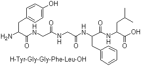 结构式 CAS# 58822-25-6, 亮氨酸脑啡肽; N-[N-[N-(N-L-酪氨酰甘氨酰)甘氨酰]-L-苯丙氨酰]-L-亮氨酸