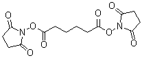 structure of CAS# 59156-70-6, Hexanedioic acid 1,6-bis(2,5-dioxo-1-pyrrolidinyl) ester;Bis-N-Hydroxysuccinimidyl adipate; RG 00/265