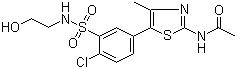 structure of CAS# 593960-11-3, PIK 93;N-[5-[4-Chloro-3-[[(2-hydroxyethyl)amino]sulfonyl]phenyl]-4-methyl-2-thiazolyl]acetamide