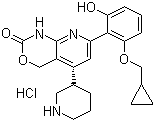 结构式 CAS# 600734-06-3, 7-[2-(环丙基甲氧基)-6-羟基苯基]-1,4-二氢-5-[(3S)-3-哌啶基]-2H-吡啶并[2,3-d][1,3]恶嗪盐酸盐