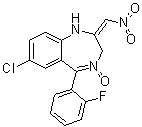 7-Chloro-5-(2-fluorophenyl)-2,3-dihydro-2-(nitromethylene)-1H-1,4-benzodiazepine 4-oxide molecular structure (CAS 60656-76-0)