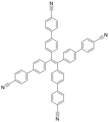 structure of CAS# 608129-43-7, 4',4''',4''''',4'''''''-(Ethene-1,1,2,2-tetrayl)tetrakis(([1,1'-biphenyl]-4-carbonitrile));4-[4-[1,2,2-tris[4-(4-cyanophenyl)phenyl]ethenyl]phenyl]benzonitrile