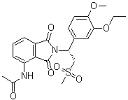 structure of CAS# 608141-44-2, (R)-2-[1-(3-Ethoxy-4-methoxyphenyl)-2-methylsulfonylethyl]-4-acetylaminoisoindoline-1,3-dione;N-[2-[(1R)-1-(3-Ethoxy-4-methoxyphenyl)-2-(methylsulfonyl)ethyl]-2,3-dihydro-1,3-dioxo-1H-isoindol-4-yl]acetamide