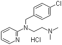 structure of CAS# 6170-42-9, Chloropyramine hydrochloride;N-p-Chlorobenzyl-N',N'-dimethyl-N-(2-pyridyl)ethylenediamine hydrochloride