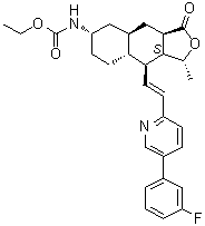 [(1R,3aR,4aR,6S,8aR,9S,9aS)-9-[(1E)-2-[5-(3-Fluorophenyl)-2-pyridinyl]ethenyl]dodecahydro-1-methyl-3-oxonaphtho[2,3-c]furan-6-yl]carbamic acid ethyl ester molecular structure (CAS 618385-10-7)