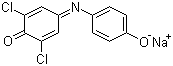 结构式 CAS# 620-45-1, 2,6-二氯靛酚钠; 2,6-二氯-4-[(4-羟基苯基)亚氨基]-2,5-环己二烯-1-酮钠盐