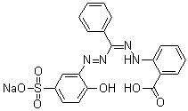 structure of CAS# 62625-22-3, Zincon monosodium salt;Zincon sodium salt; 2-[2-[[2-(2-Hydroxy-5-sulfophenyl)diazenyl]phenylmethylene]hydrazinyl]benzoic acid sodium salt