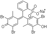structure of CAS# 62625-32-5, Bromocresol Green;Sodium 2-[(Z)-(3,5-dibromo-4-hydroxy-2-methylphenyl)-(3,5-dibromo-2-methyl-4-oxo-1-cyclohexa-2,5-dienylidene)methyl]benzenesulfonate