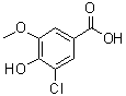structure of CAS# 62936-23-6, 3-Chloro-4-hydroxy-5-methoxybenzoic acid;5-Chlorovanillic acid; NSC 45930