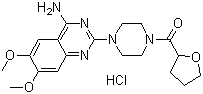 structure of CAS# 63074-08-8, Terazosin hydrochloride ;1-(4-Amino-6,7-dimethoxy-2-quinazolinyl)4-[(tetrahydro-2-furanyl)carbonyl]piperazine hydrochloride