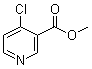 structure of CAS# 63592-85-8, Methyl 4-chloronicotinate;3-Carbomethoxy-4-chloropyridine; 4-Chloronicotinic acid methyl ester; Methyl 4-chloro-3-pyridinecarboxylate; 4-Chloro-3-pyridinecarboxylic acid methyl ester