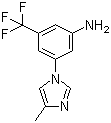 structure of CAS# 641571-11-1, 3-(4-Methyl-1H-imidazol-1-yl)-5-(trifluoromethyl)aniline;1-(3-Amino-5-trifluoromethylphenyl)-4-methylimidazole