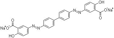 structure of CAS# 6472-91-9, Chrysamine G disodium salt;4,4'-Bis(3-carboxy-4-hydroxyphenylazo)biphenyl disodium salt