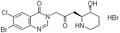 structure of CAS# 64924-67-0, Halofuginone hydrobromide;7-Bromo-6-chloro-3-[3-[(2S,3R)-3-hydroxypiperidin-2-yl]-2-oxopropyl]quinazolin-4-one hydrobromide