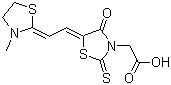 5-[(3-Methylthiazolidin-2-ylidene)ethylidene]-4-oxo-2-thioxothiazolidin-3-acetic acid molecular structure (CAS 65152-09-2)