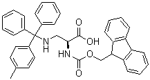 structure of CAS# 654670-89-0, N-[(9H-Fluoren-9-ylmethoxy)carbonyl]-3-[[(4-methylphenyl)diphenylmethyl]amino]-L-alanine
