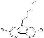 structure of CAS# 654676-12-7, 2,7-Dibromo-9-hexyl-9H-carbazole;2,7-Dibromo-9-hexylcarbazole