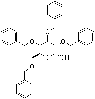 结构式 CAS# 6564-72-3, 2,3,4,6-四-O-苄基-alpha-D-吡喃葡萄糖; 2,3,4,6-四苄基-alpha-D-葡萄糖
