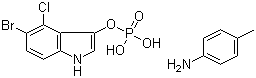 structure of CAS# 6578-06-9, 5-Bromo-4-chloro-3-indolyl phosphate p-toluidine salt;BCIP p-toluidine salt; X-phosphate p-toluidine salt